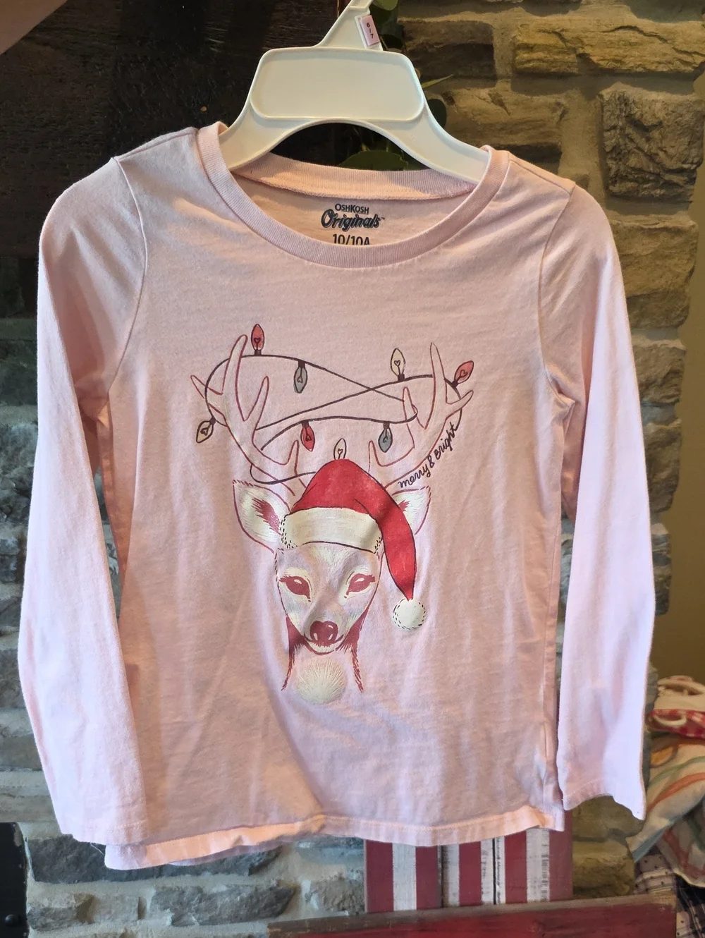 OshKosh B'gosh Long Sleeved Christmas Shirt Size Girls 10